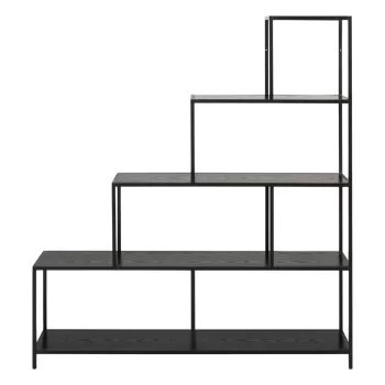 Biblioteca Actona Seaford, 135 x 150 cm, negru imagine