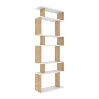 Biblioteca alba/cu aspect de lemn de stejar 60x160 cm Bates - Kalune Design imagine