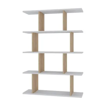 Biblioteca alba/cu aspect de lemn de stejar 90x127 cm Harmon - Kalune Design imagine