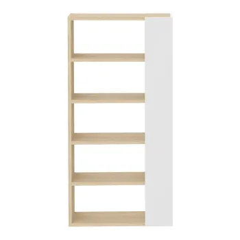 Biblioteca alba cu blat cu aspect de lemn de stejar 90x188 cm Ella TemaHome imagine