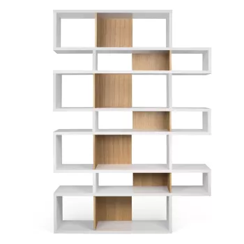 Biblioteca cu detalii maro deschis TemaHome London, inaltime 220 cm, alb imagine