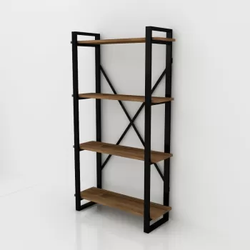 Biblioteca cu rafturi in decor de lemn de nuc Albatros imagine