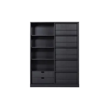 Biblioteca din lemn de pin cu 2 sertare WOOOD Swing, negru imagine