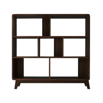 Biblioteca in culoare naturala cu aspect de lemn de nuc 122x126 cm Cassie - Storaa imagine