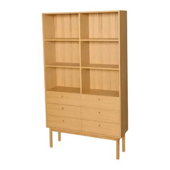 Biblioteca in culoare naturala cu aspect de lemn de stejar 110x190x35 cm Read - Hubsch imagine