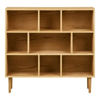 Biblioteca in culoare naturala cu aspect de lemn de stejar 30x104,5x112 cm Oshawa - House Nordic imagine