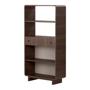 Biblioteca in culoare naturala inchisa cu aspect de lemn de nuc 78x153x34 cm Senza - Nordure imagine