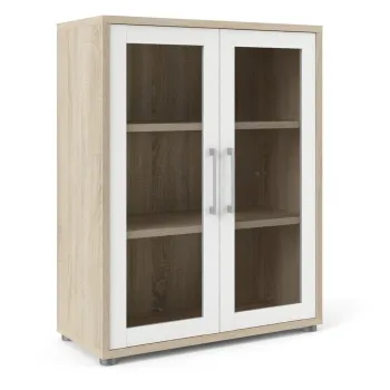 Biblioteca modulara alba/cu aspect de lemn de stejar 89x113 cm Prima - Tvilum imagine