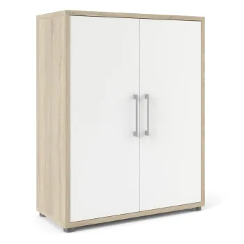 Biblioteca modulara alba/cu aspect de lemn de stejar 89x113 cm Prima - Tvilum imagine