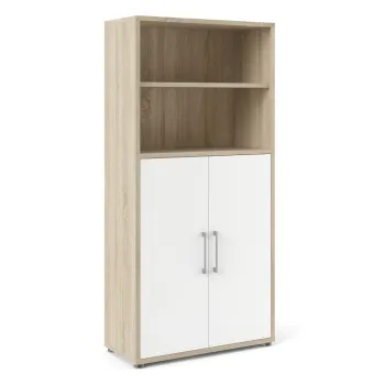 Biblioteca modulara alba/cu aspect de lemn de stejar 89x189 cm Prima - Tvilum imagine