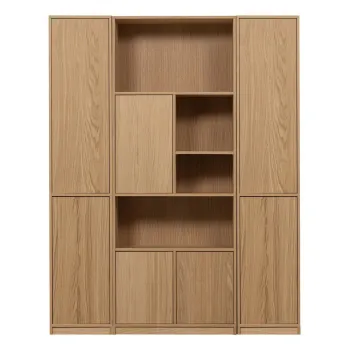 Biblioteca modulara in culoare naturala cu aspect de lemn de stejar 157x199 cm Modulair - vtwonen imagine