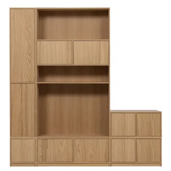 Biblioteca modulara in culoare naturala cu aspect de lemn de stejar 227x243 cm Modulair - vtwonen imagine