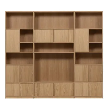Biblioteca modulara in culoare naturala cu aspect de lemn de stejar 264x243 cm Modulair - vtwonen imagine