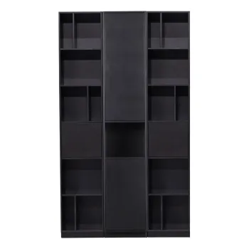 Biblioteca modulara neagra din lemn masiv de pin 120x210 cm Finca - WOOOD imagine