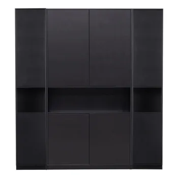 Biblioteca modulara neagra din lemn masiv de pin 190x210 cm Finca - WOOOD imagine