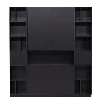 Biblioteca modulara neagra din lemn masiv de pin 190x210 cm Finca - WOOOD imagine