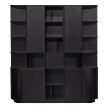 Biblioteca modulara neagra din lemn masiv de pin 196x210 cm Finca - WOOOD imagine