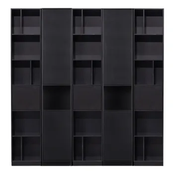 Biblioteca modulara neagra din lemn masiv de pin 200x210 cm Finca - WOOOD imagine