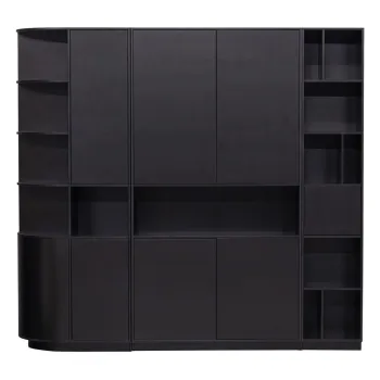 Biblioteca modulara neagra din lemn masiv de pin 228x210 cm Finca - WOOOD imagine