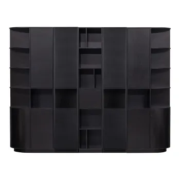 Biblioteca modulara neagra din lemn masiv de pin 276x210 cm Finca - WOOOD imagine