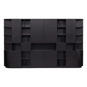 Biblioteca modulara neagra din lemn masiv de pin 346x210 cm Finca - WOOOD imagine