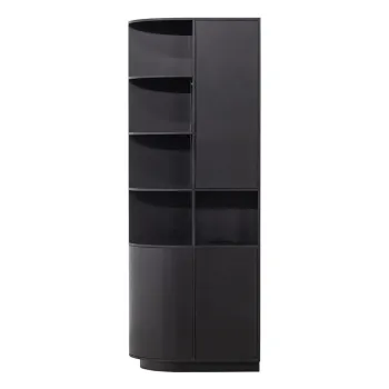 Biblioteca modulara neagra din lemn masiv de pin 78x210 cm Finca - WOOOD imagine