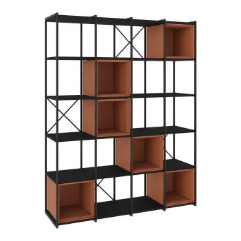 Biblioteca neagra/caramizie 140x179 cm Anya - Marckeric imagine