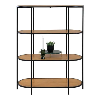 Biblioteca neagra cu aspect de lemn de stejar 36x111 cm Vita - House Nordic imagine