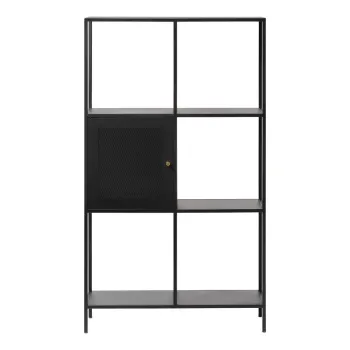Biblioteca neagra din metal 80x138 cm Malibu - Unique Furniture imagine