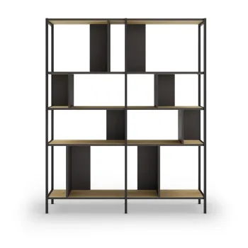 Biblioteca neagra/in culoare naturala cu aspect de lemn de stejar 144x175 cm Alabama - Marckeric imagine