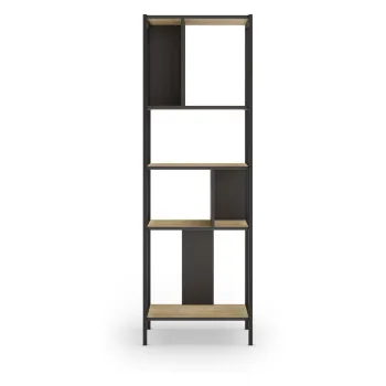 Biblioteca neagra/in culoare naturala cu aspect de lemn de stejar 58x175 cm Alabama - Marckeric imagine