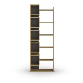 Biblioteca neagra/in culoare naturala cu aspect de lemn de stejar 60x168,5 cm Eladi - Marckeric imagine