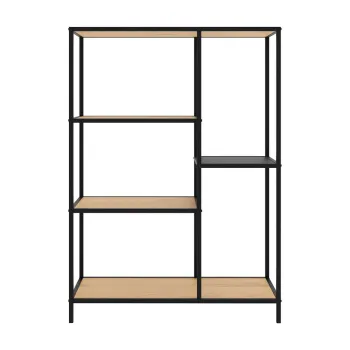 Biblioteca neagra/in culoare naturala cu aspect de lemn de stejar 80x112x35 cm Altino - Unique Furniture imagine