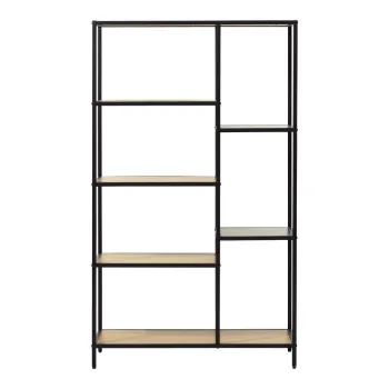 Biblioteca neagra/in culoare naturala cu aspect de lemn de stejar 80x146x35 cm Altino - Unique Furniture imagine