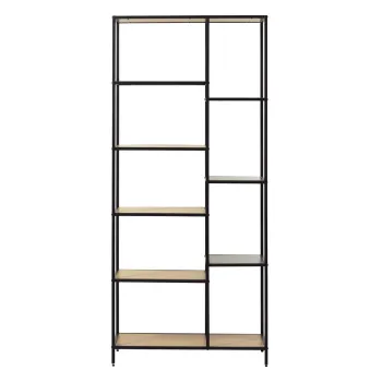 Biblioteca neagra/in culoare naturala cu aspect de lemn de stejar 80x180x35 cm Altino - Unique Furniture imagine