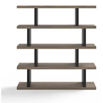 Biblioteca negru-maro cu aspect de lemn de nuc 163x172 cm Step - TemaHome imagine