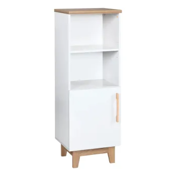 Biblioteca pentru copii alba cu aspect de lemn de stejar 45x128 cm Finn - Roba imagine