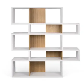 Biblioteca TemaHome London 002, alb - cu aspect de lemn de stejar imagine