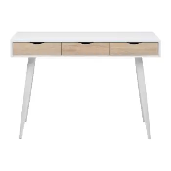 Birou cu 3 sertare cu aspect de lemn Actona Neptun, alb imagine