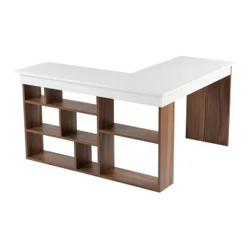 Birou cu aspect de lemn de nuc 120x130 cm Vesper aEURKalune Design imagine