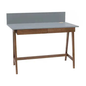Birou cu baza din lemn de frasin Ragaba Luka Oak, lungime 110 cm, gri imagine