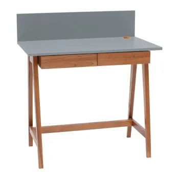 Birou cu baza din lemn de frasin Ragaba Luka Oak, lungime 85 cm, gri imagine