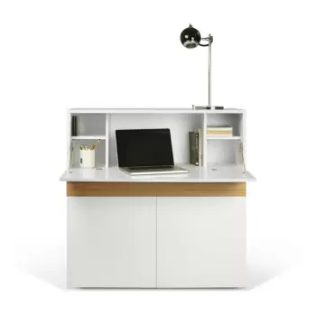 Birou cu dulap Focus White/Oak, 110 x 42 x 109 cm imagine