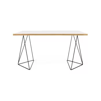 Birou TemaHome Flow cu picioare negre, 140 x 75 cm, alb imagine