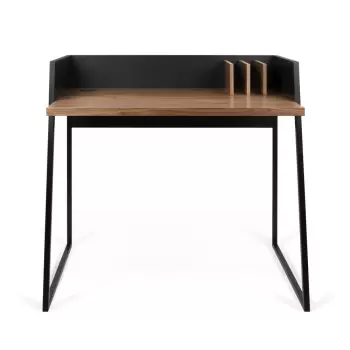 Birou TemaHome Volga, cu aspect de lemn de nuc - negru imagine