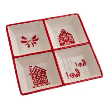 Bol mic alb pentru servire din ceramica cu model de Craciun Christmas cottage - Dakls imagine