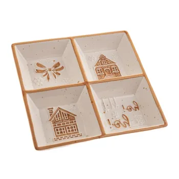 Bol mic alb pentru servire din ceramica cu model de Craciun Christmas cottage - Dakls imagine