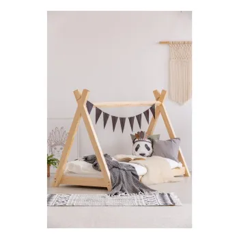 Cadru pat din lemn de pin, in forma de casuta Adeko Mila TP, 90 x 160 cm imagine