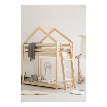Cadru pat supraetajat din lemn de pin, in forma de casuta Adeko Mila DMPB, 80 x 160 cm imagine