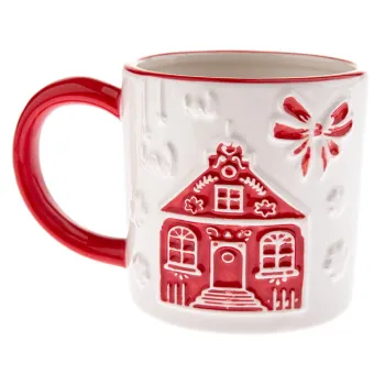 Cana alba din ceramica cu model de Craciun Christmas cottage - Dakls imagine